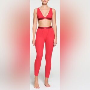 NWT Skims Cotton Rib Leggings Red Size XS